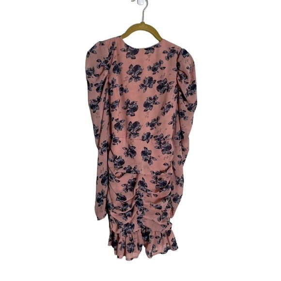 Nasty Gal Dusty Pink Floral Ruched Tie Back Bodycon Dress 4 - Picture 1 of 7